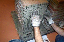 Wrapping brick columns.